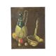 Still Life with Wine and Fruit Painting Oil on Canvas Signed
