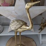 Vintage heron in gilded and solid brass