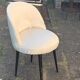 Vintage 1950s white satin armchair with compass legs