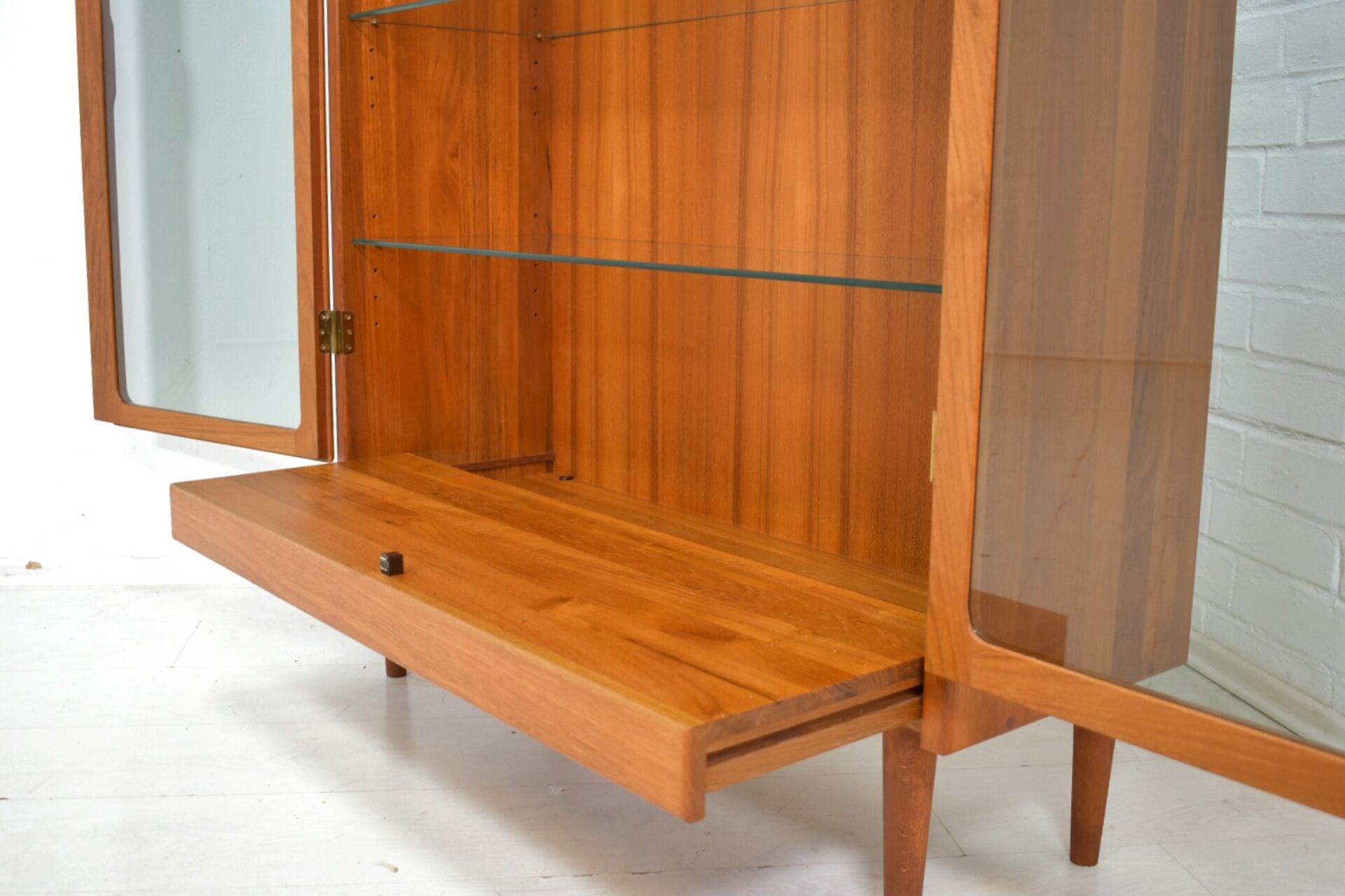 Danish solid teak display cabinet 1960s Scandinavian vintage