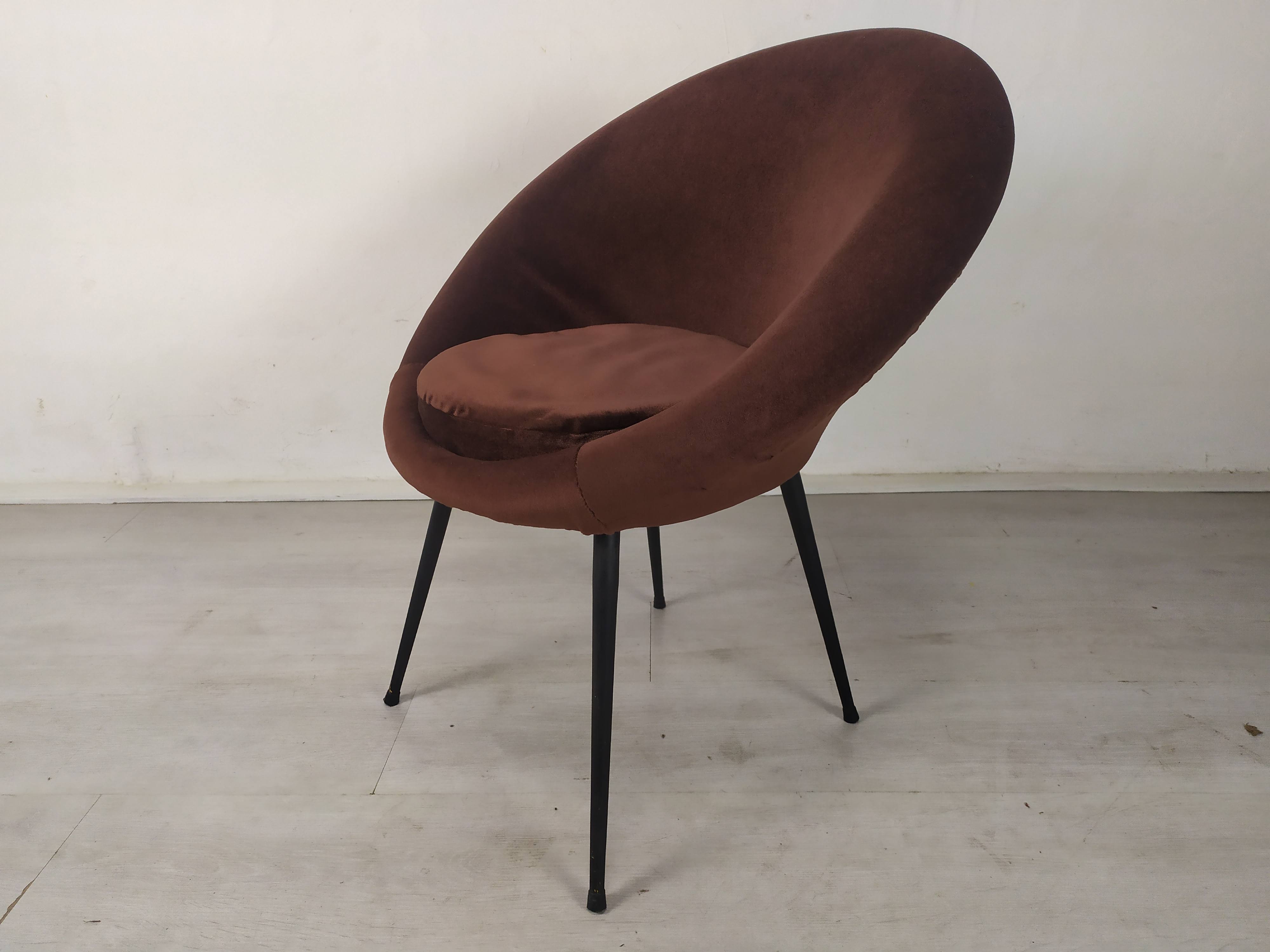 Vintage armchair velvet brown