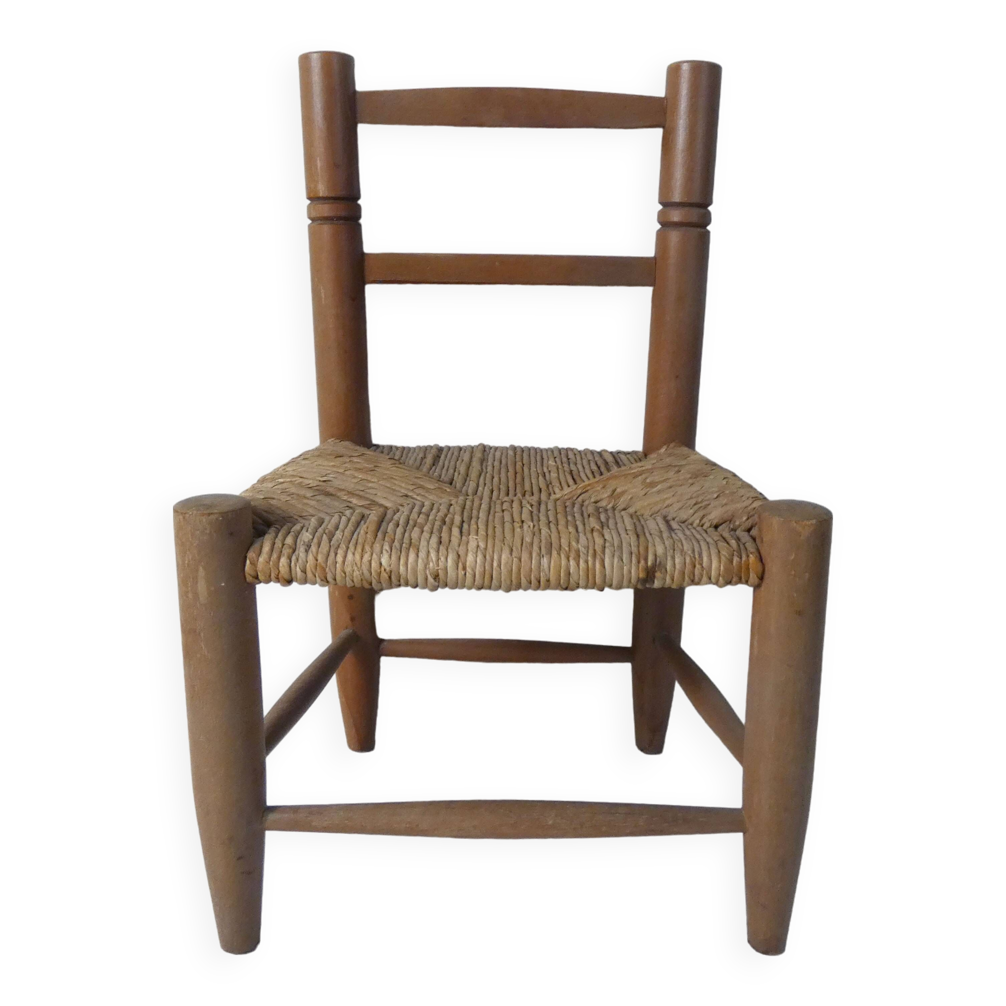 Old wooden straw chair for children