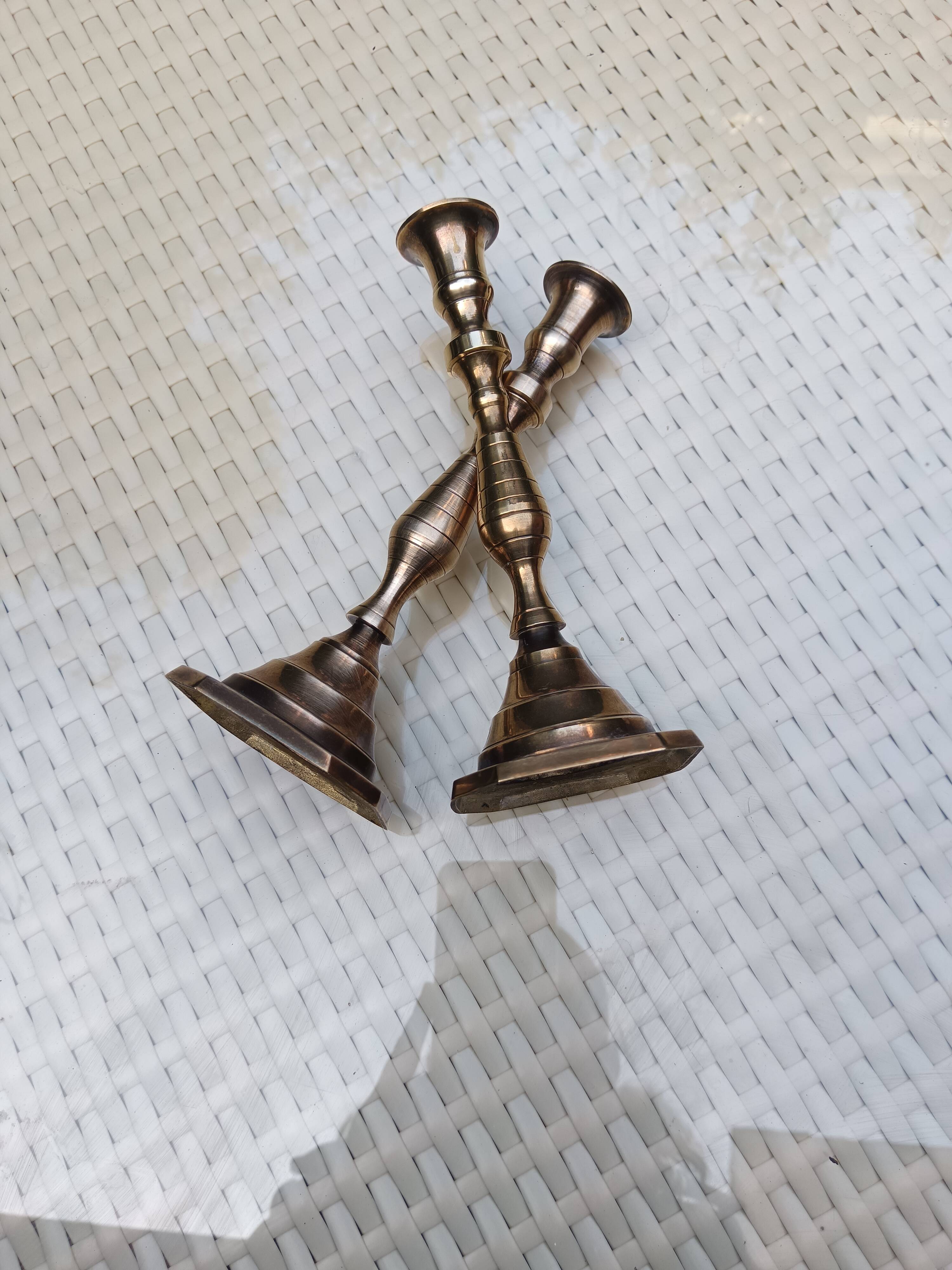 Pair of bronze candlesticks