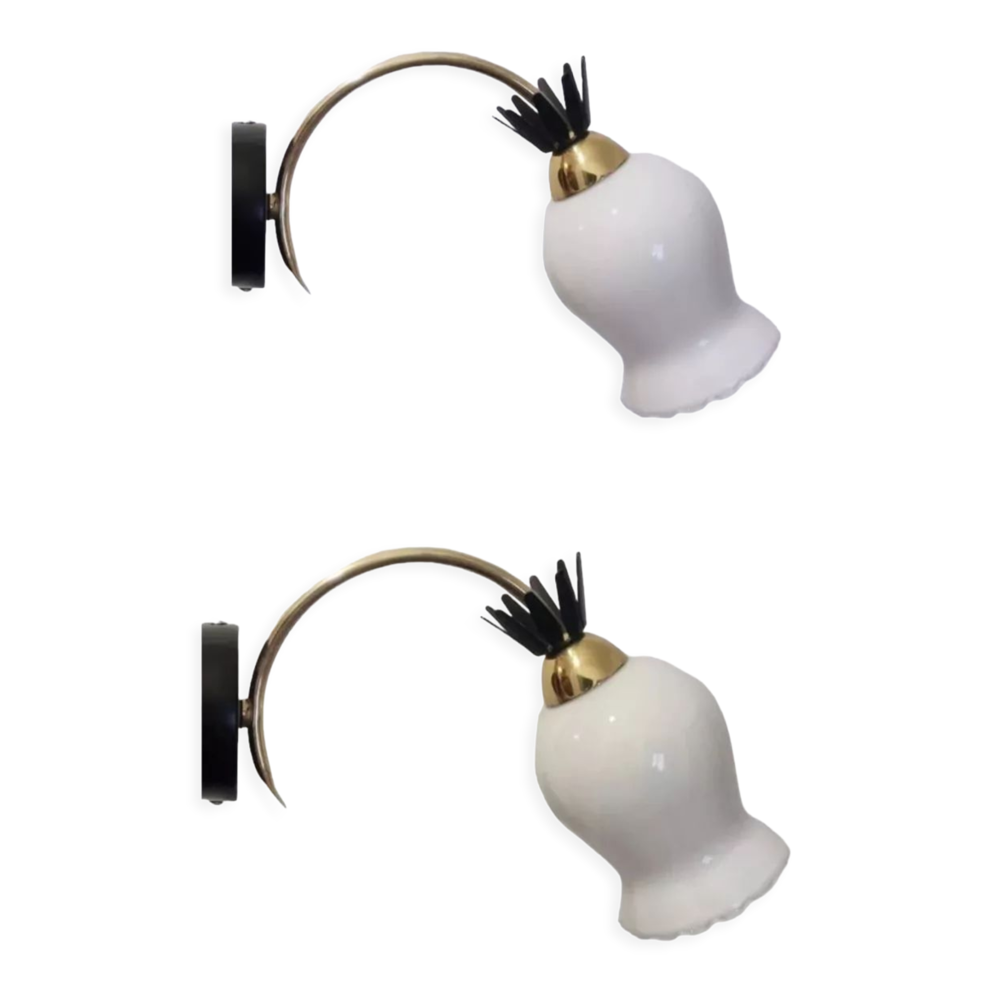 Duo appliques en opaline laiton finition noir