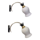 Duo appliques en opaline laiton finition noir