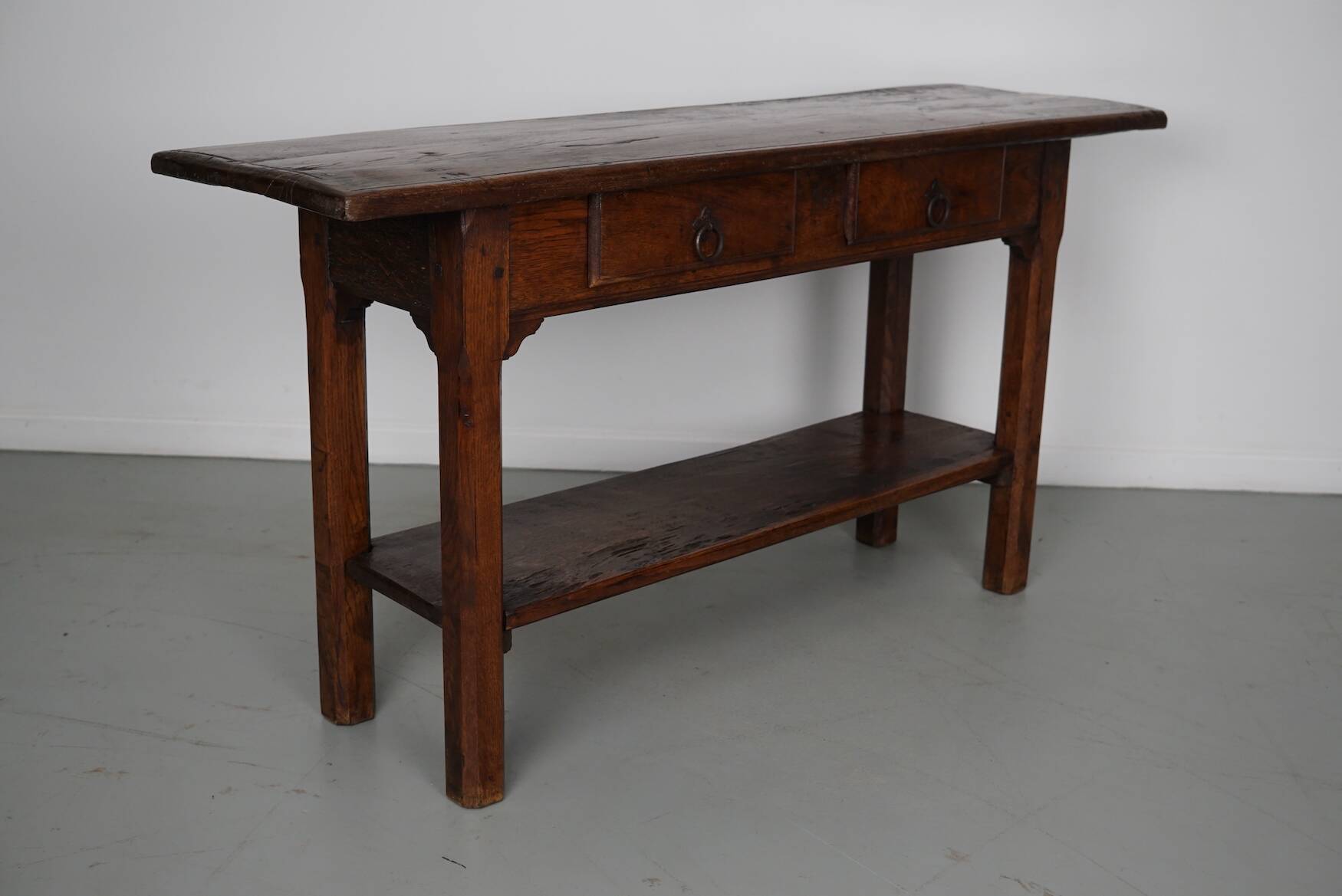 Antique French Rustic Farmhouse Oak Side Table, 19th Century