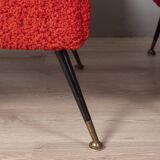 Pair of vintage 50s armchairs red fabric Italian design