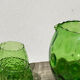 4 green water glasses and vintage blown glass carafe