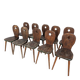 8 chaises brutalistes vintage en bois
