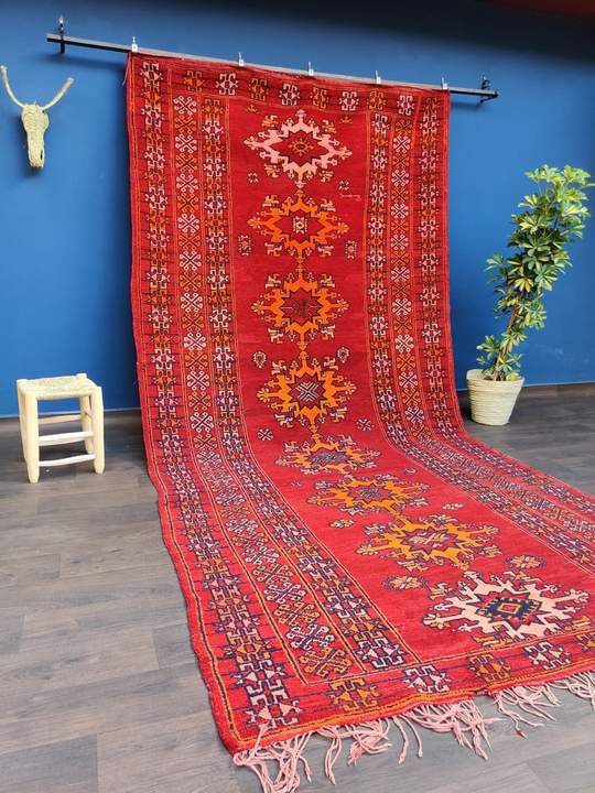 Tapis berbère rouge vintage 185x380 cm