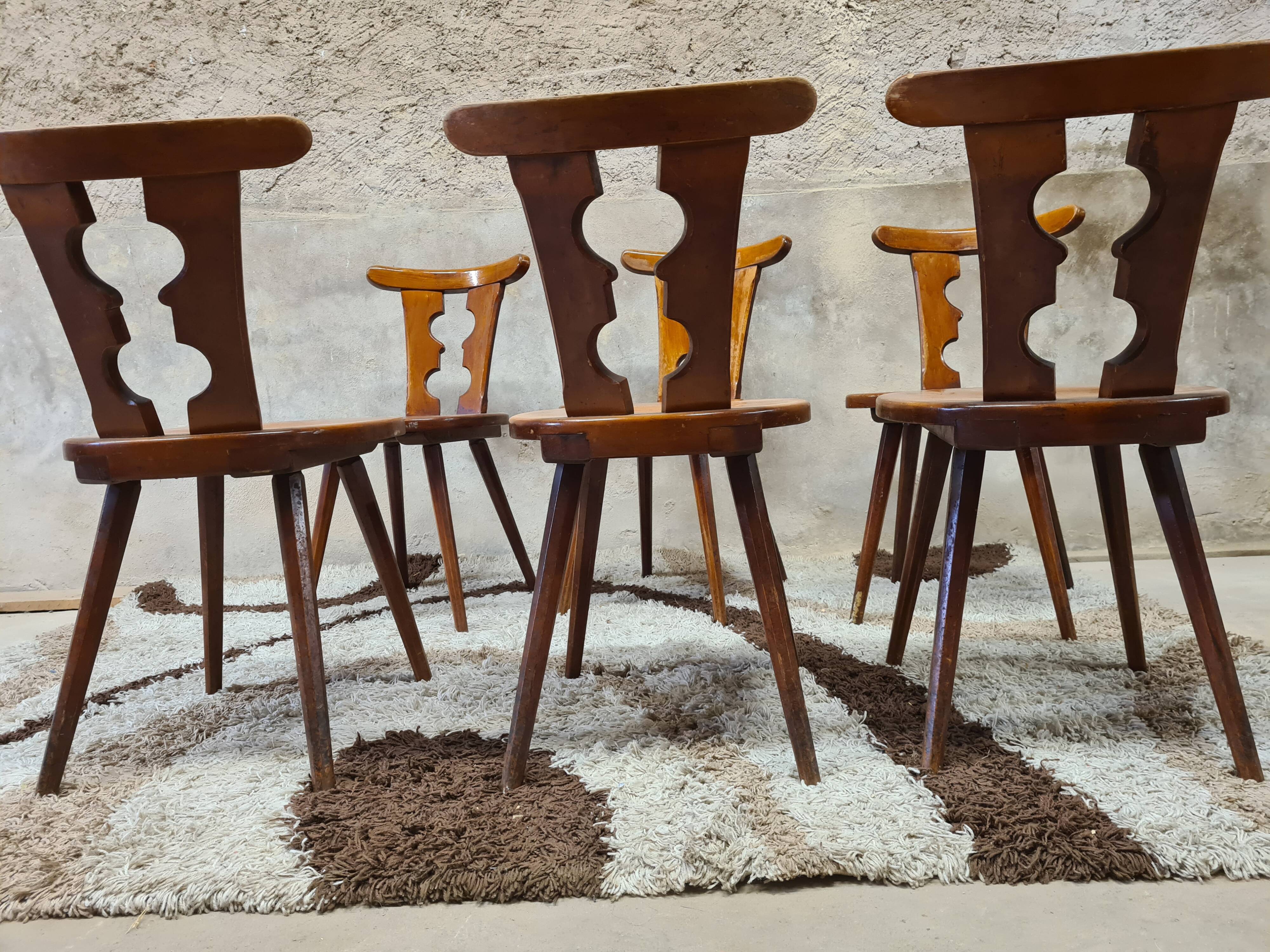 Set of 6 chairs brutalist bistro Bombenstabil year 1960