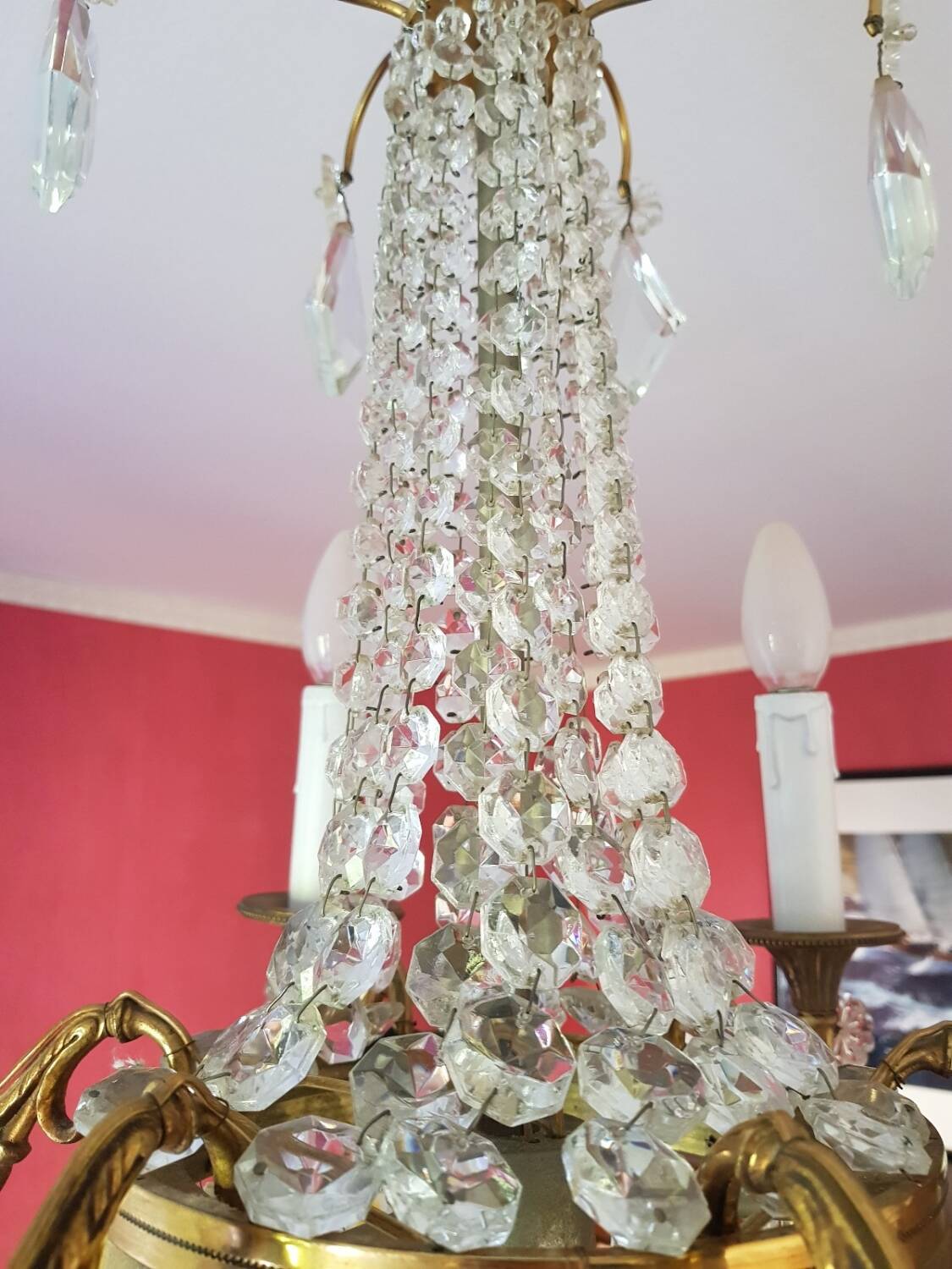 6-light hot air balloon chandelier with crystal pendants, late 19th century