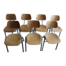 7 chaises empilables métal et bois