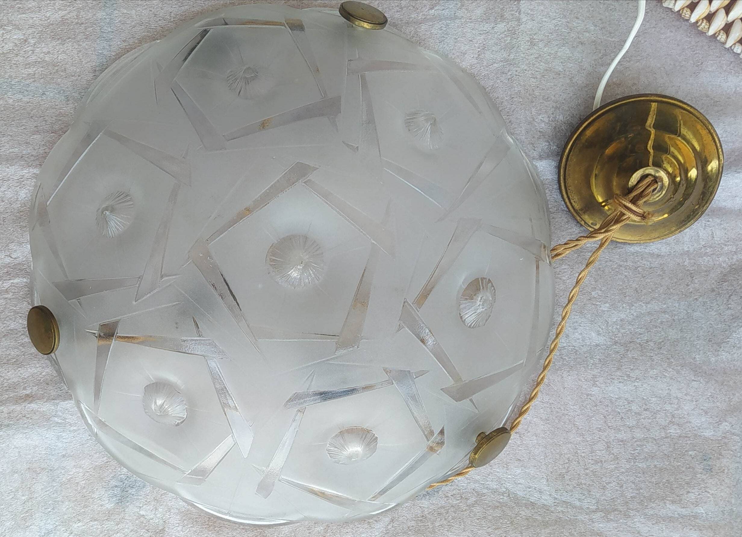Suspension plate glass frosted 1920s 1930s