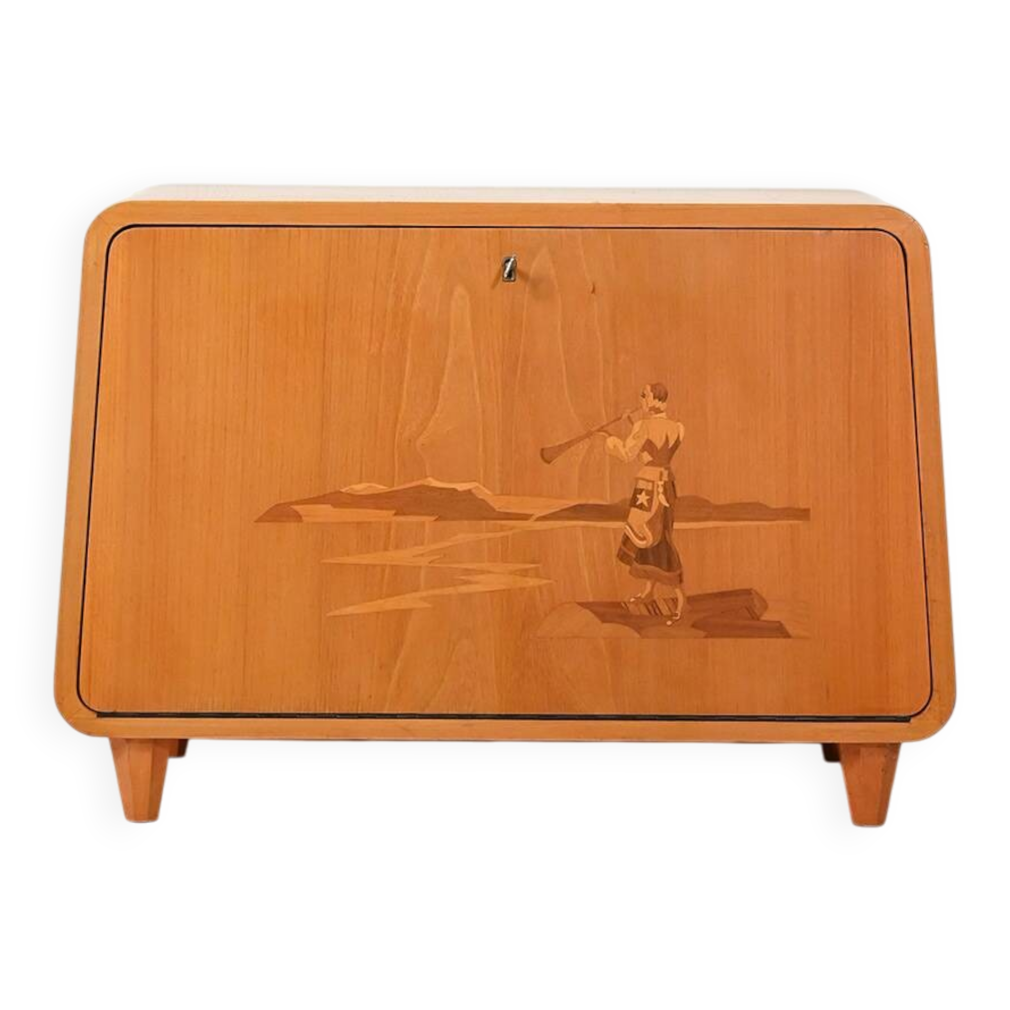 Scandinavian 1940s elm cabinet with inlay