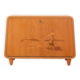 Scandinavian 1940s elm cabinet with inlay