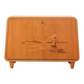 Scandinavian 1940s elm cabinet with inlay