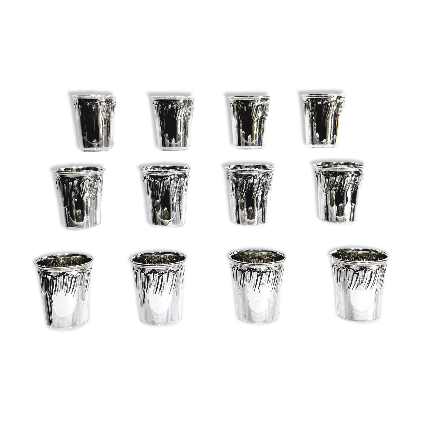 12 silver liqueur glasses