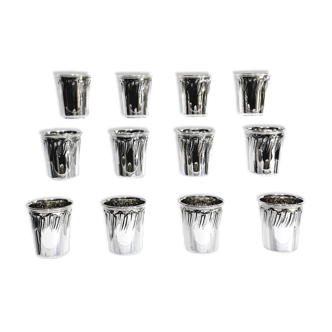 12 silver liqueur glasses