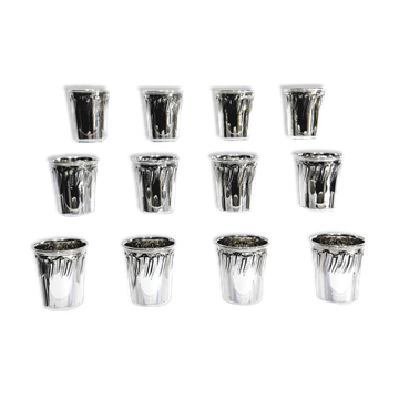 12 silver liqueur glasses