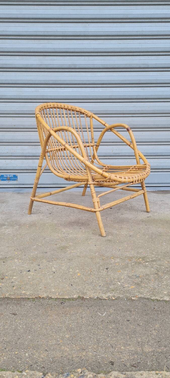 Rattan shell armchair 1960