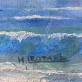 Painting HST Marine "Mediterranean seaside" signed H. Léotard panoramic