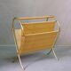 Mid-Century Modern Brass and Bamboo Magazine Rack, Austria 1950s