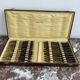 Antique dessert service 12 knives & 12 forks in brass and wood