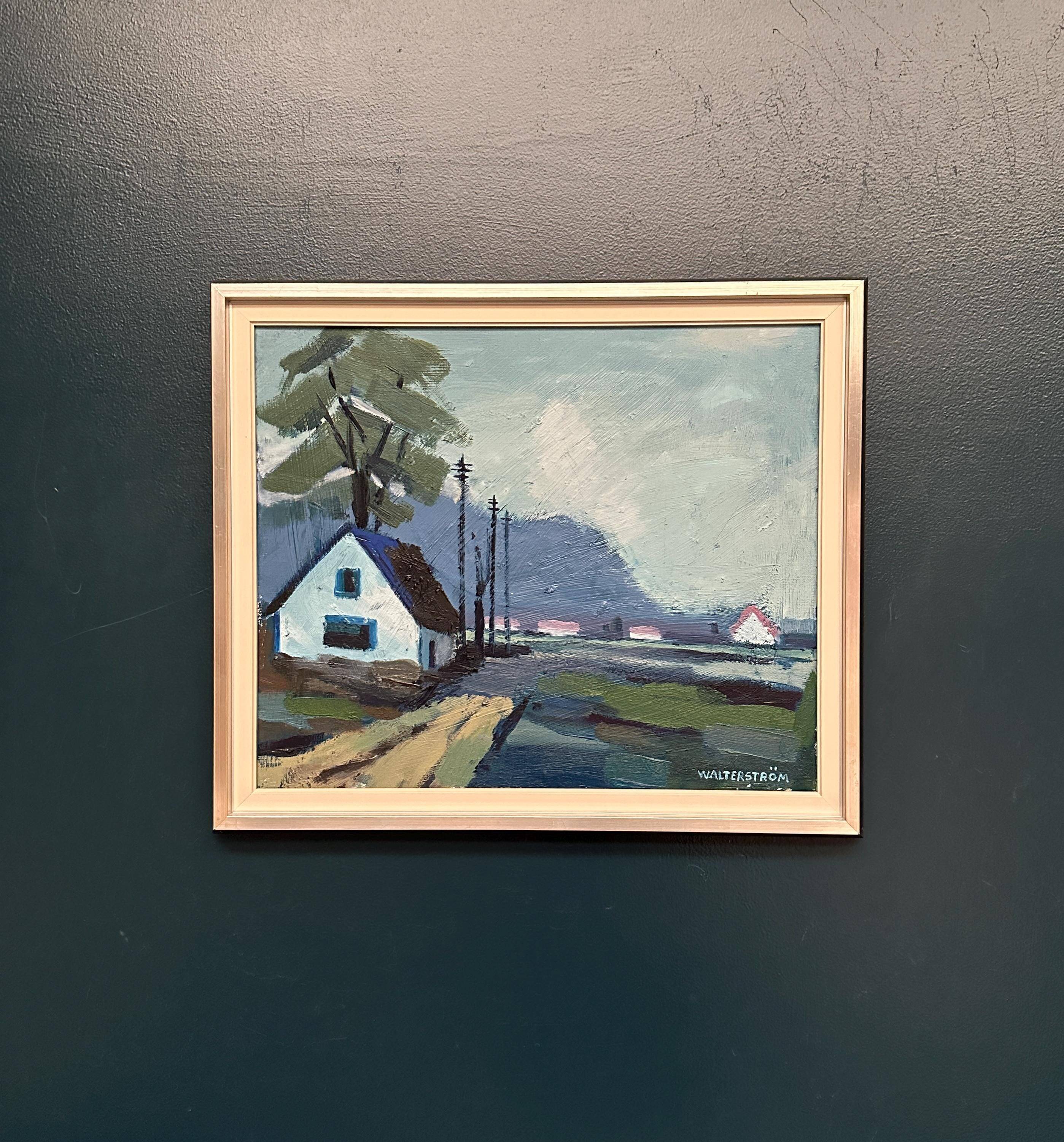 Swedish Oil on Canvas – “Landscape with House” by Ingvar Walterström