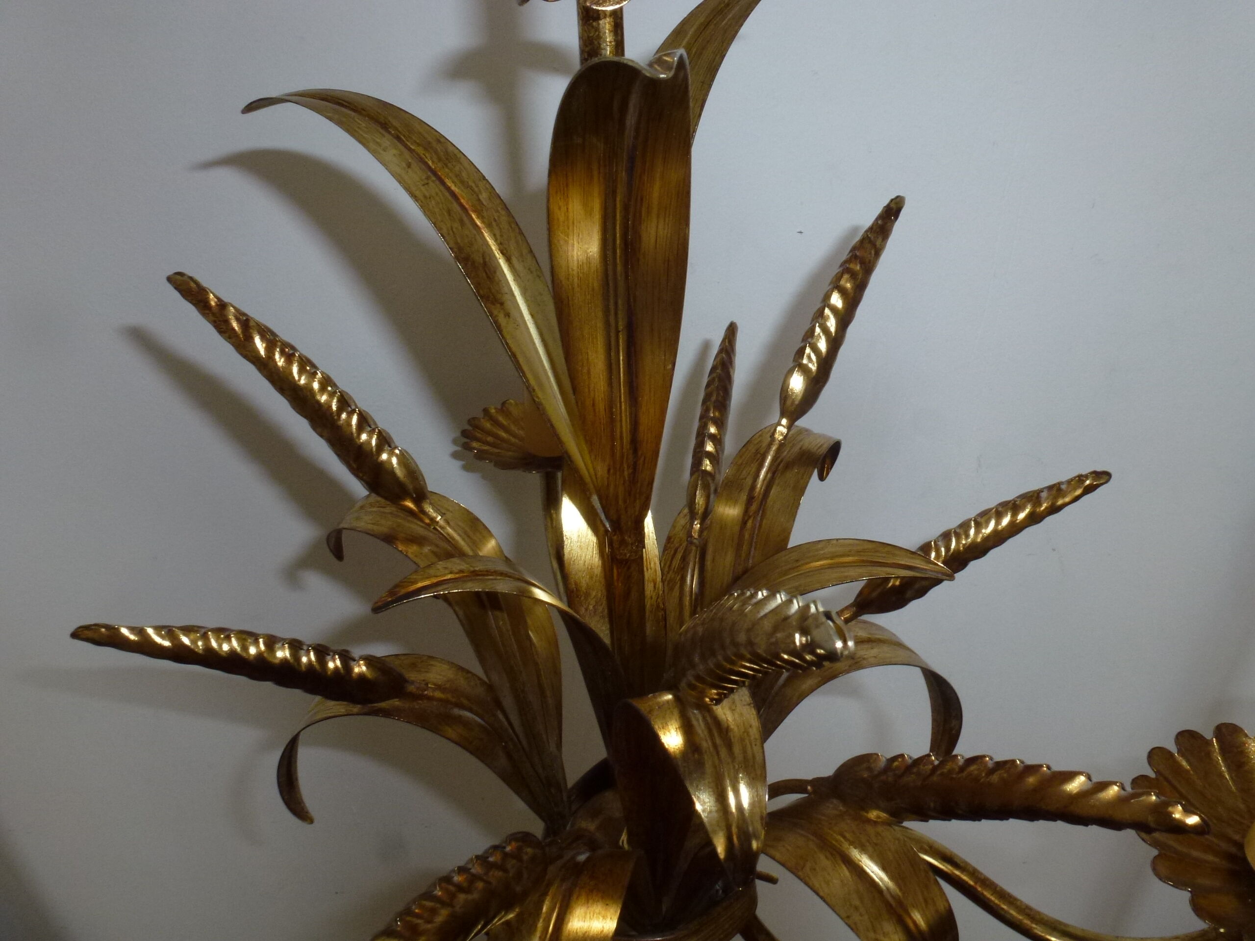 Wheat cob chandelier of the Masca House, gilded aged, 3 fires, 70s/80s
