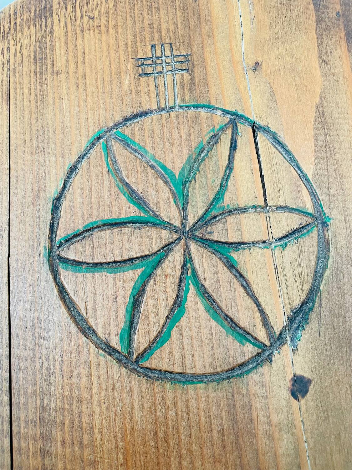 Antique brutalist chair in pine and oak