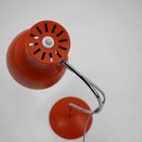 1960s Pair of Josef Hurka Orange Red Desk Lamps, Czechoslovakia
