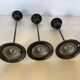 Trio of Scandinavian candlesticks with black tulip base