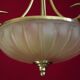 French mid century 3 bulb brass semi flush ceiling light opaque glass shade
