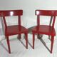 Paire de chaise ancienne Baumann bois rouge assise enfants vintage