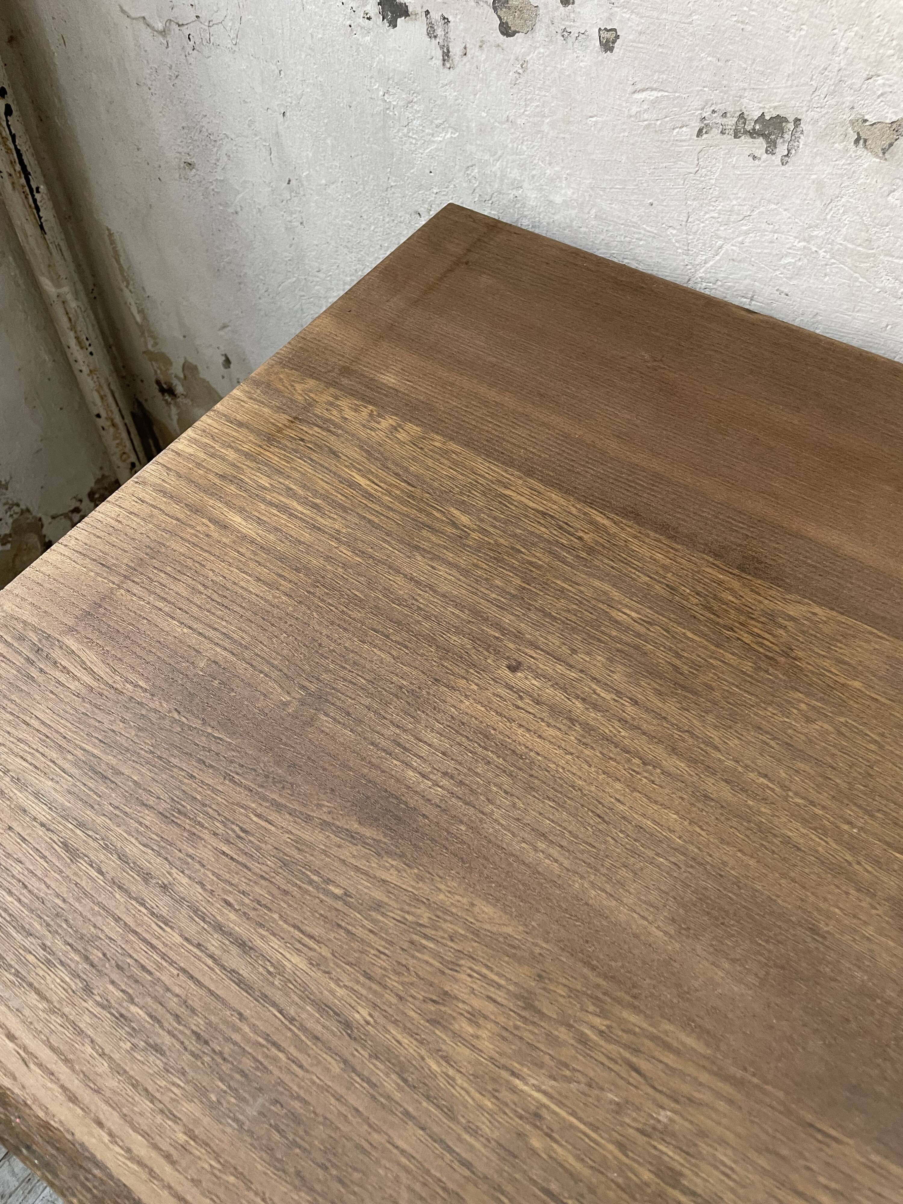 Brutalist desk in elm, signed Aranjou.