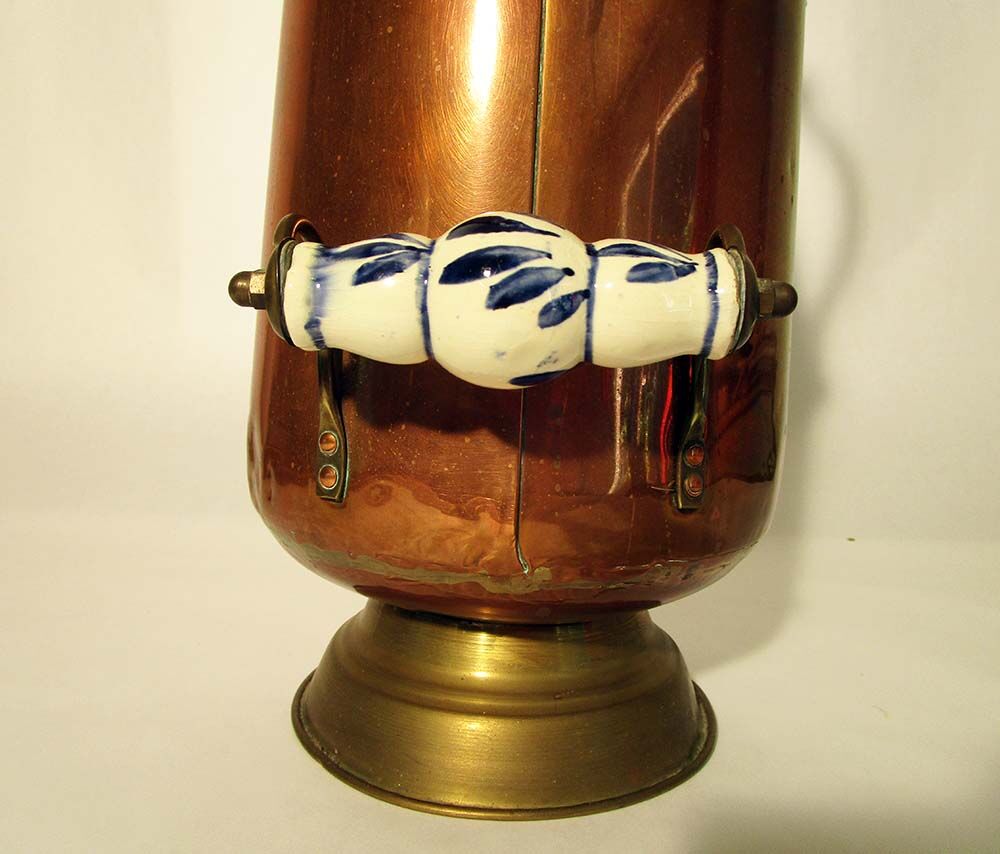 Copper and brass coal bucket