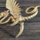 Large Brass Candlestick - Mythological Winged Griffin Dragon - Gothic