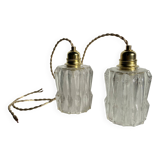 Pair of Art Deco pendant lights in molded pressed glass