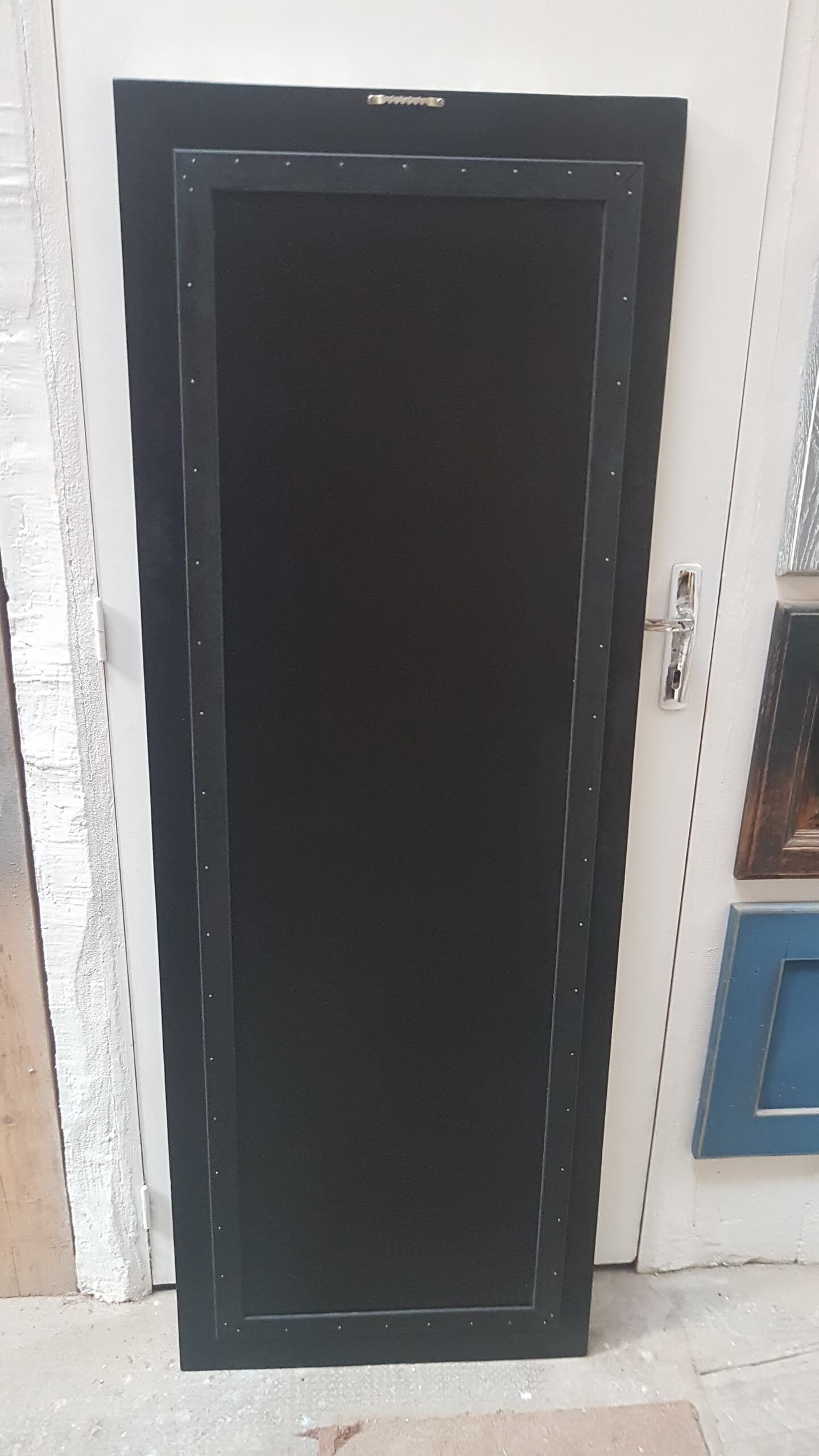 Antique mirror beveled restyled silver patinated black 58x159cm