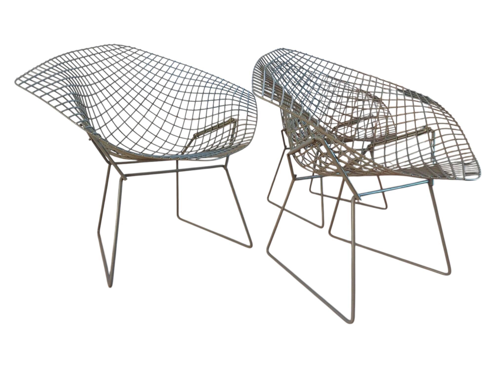 Chaise Diamond en rilsan gris (rare) par Harry Bertoia pour Knoll