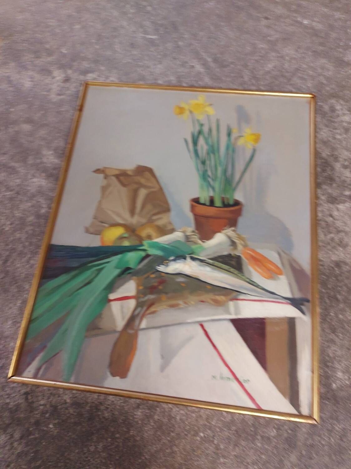 Painting, oil on canvas still life, Michel Mercier