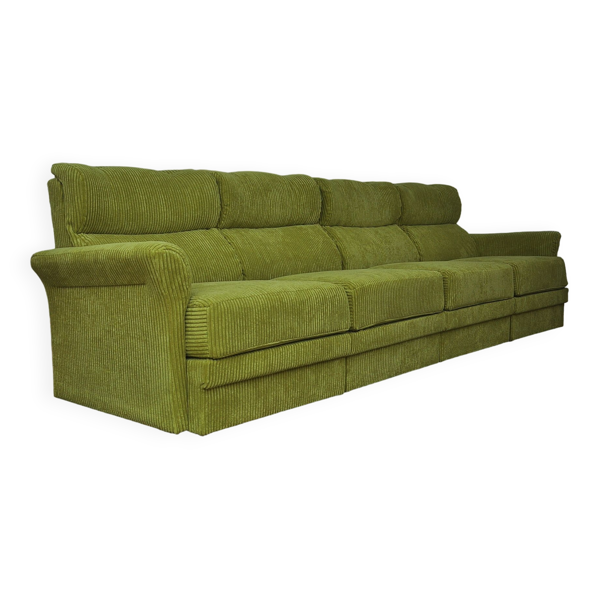 Green corduroy modular sofa, 1970s