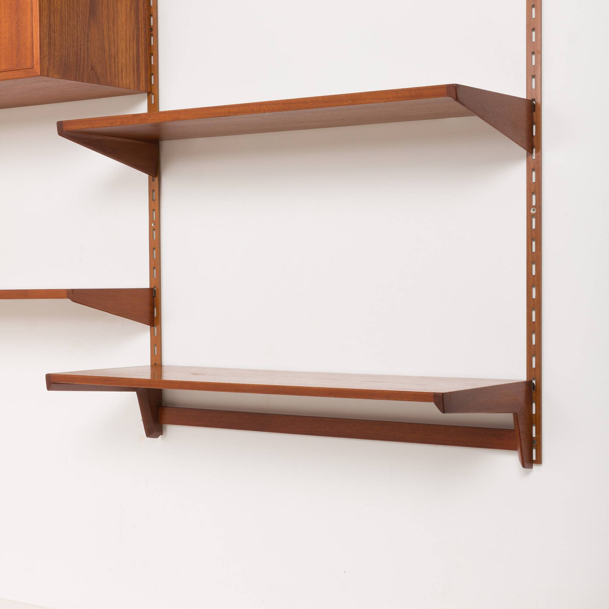 Three-compartment teak wall cabinet by Kai Kristiansen for FM Mobler, Denmark, 1960s