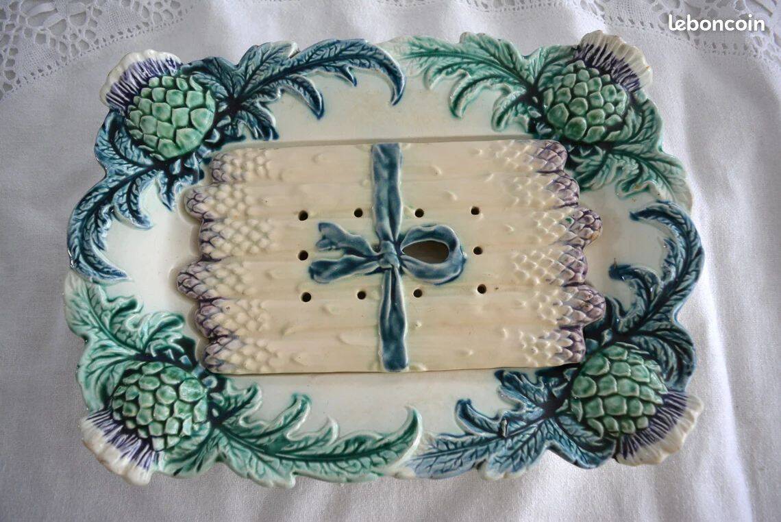 Very old asparagus barbotine tray