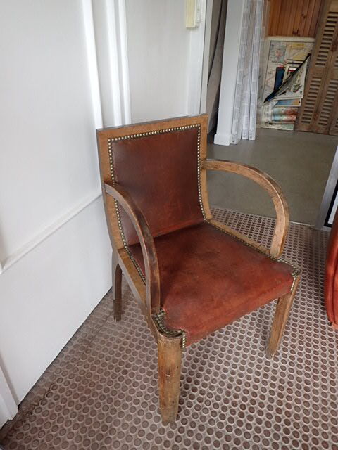 Paire de fauteuils bridge en cuir