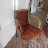 Paire de fauteuils bridge en cuir