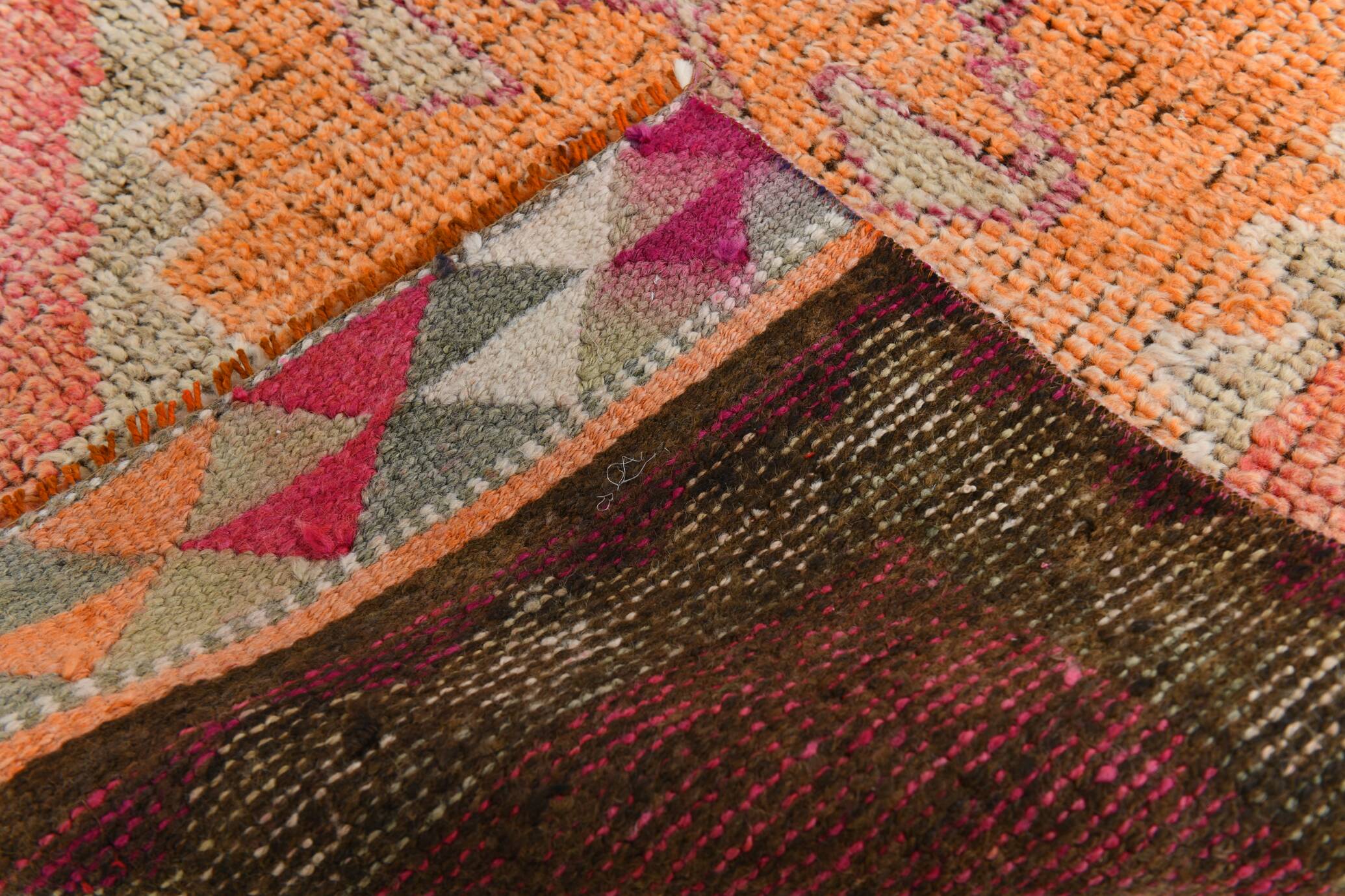 3x10 Pumpkin Orange & Pink Turkish Runner Rug, 96x309Cm
