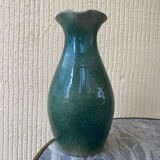 Carafe vintage en terre  émaillée bleu vert