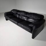 3-seater leather sofa by Vico Magistretti for Cassina, 1970.